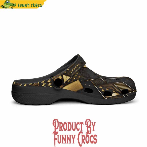 Colorful Golden Geometric Abstract Pattern Crocs Shoes