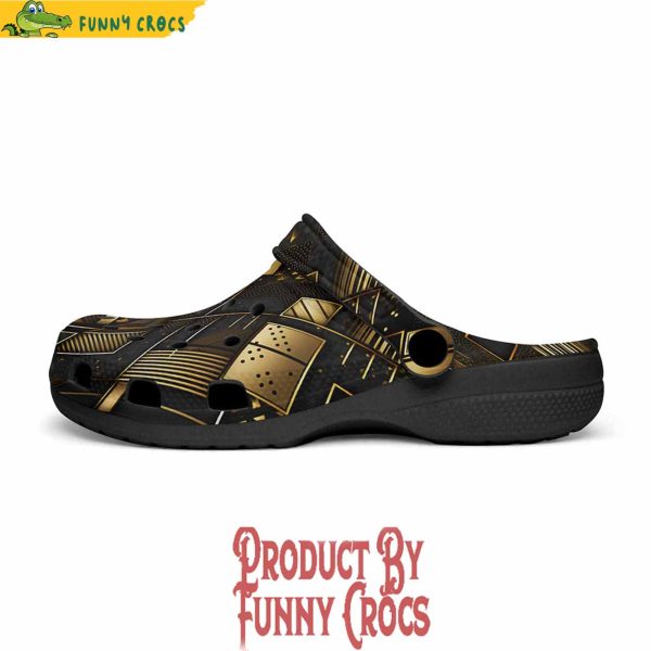 Colorful Golden Geometric Abstract Pattern Crocs Shoes