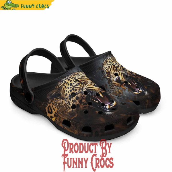 Colorful Golden Leopard Roaring Crocs Shoes