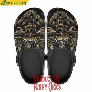 Colorful Golden Mayan Skull Ornament Crocs Shoes 1