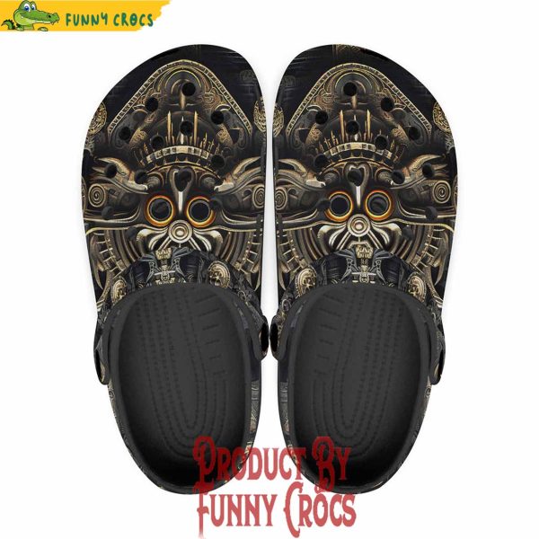 Colorful Golden Mayan Skull Ornament Crocs Shoes