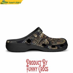 Colorful Golden Mayan Skull Ornament Crocs Shoes 3