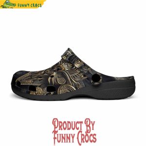 Colorful Golden Mayan Skull Ornament Crocs Shoes 4