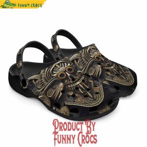 Colorful Golden Mayan Skull Ornament Crocs Shoes 5