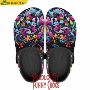 Colorful Graffiti Letters Collage Crocs Shoes 1