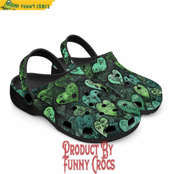 Colorful Green Hearts Graffiti Art Crocs Shoes