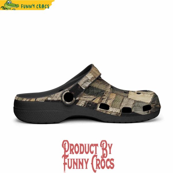 Old Burlap Patchwork Crocs Shoes