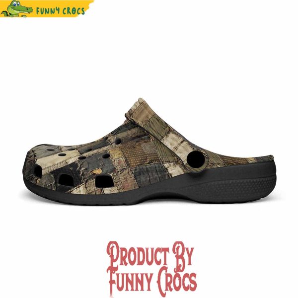 Old Burlap Patchwork Crocs Shoes