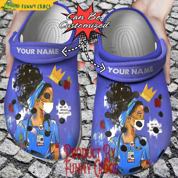 Personalized Black Queen Nurse Crocs Clog Shoes