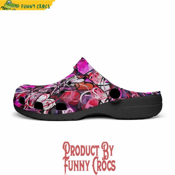 Pink Hearts Graffiti Crocs Shoes