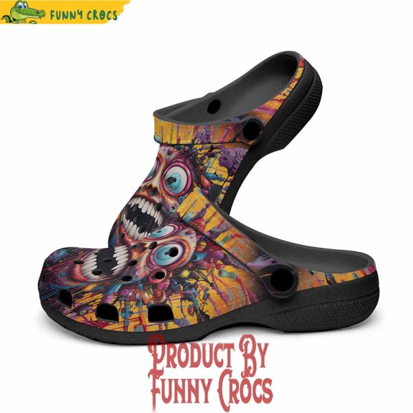 Psychedelic Bizarre Face Colorful Crocs Shoes