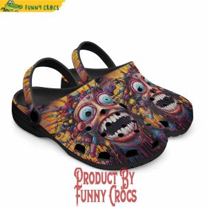 Psychedelic Bizarre Face Colorful Crocs Shoes 5