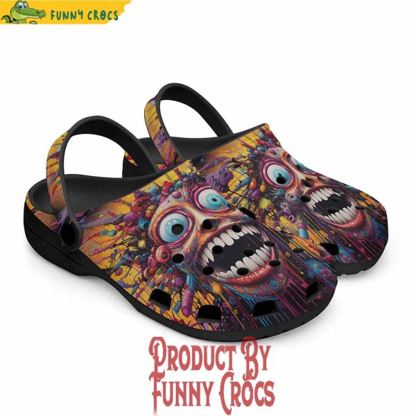 Psychedelic Bizarre Face Colorful Crocs Shoes