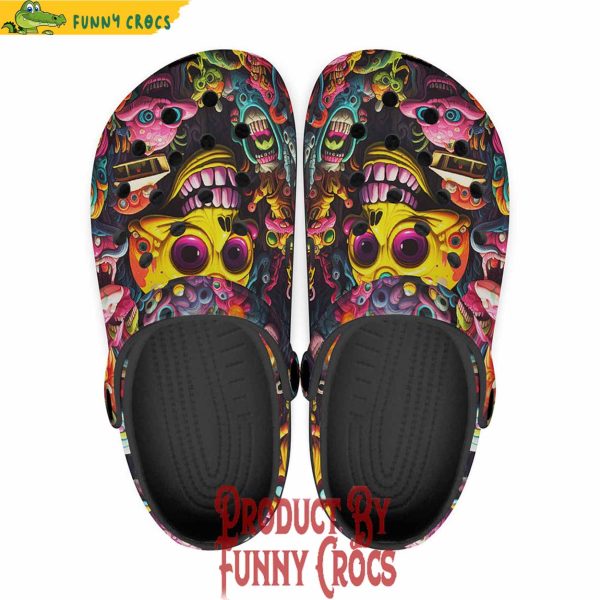 Psychedelic Weird Skulls And Monsters Colorful Crocs Shoes