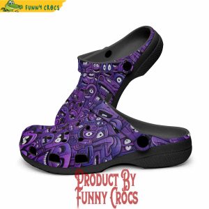 Purple Grotesque Faces Artwork Crocs Shoes