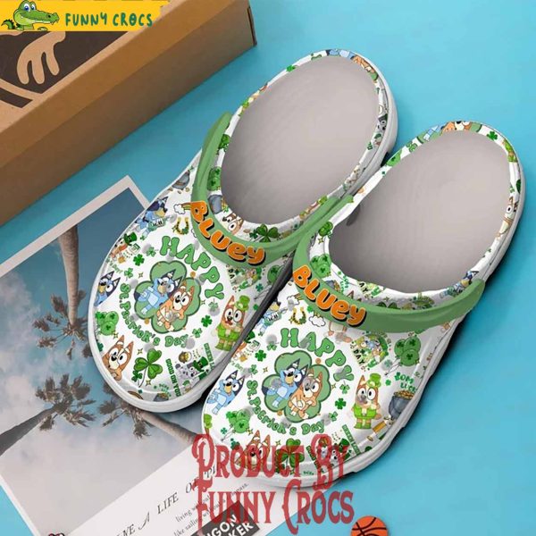 Custom Bluey Happy St.Patrick’s Day Crocs Slippers