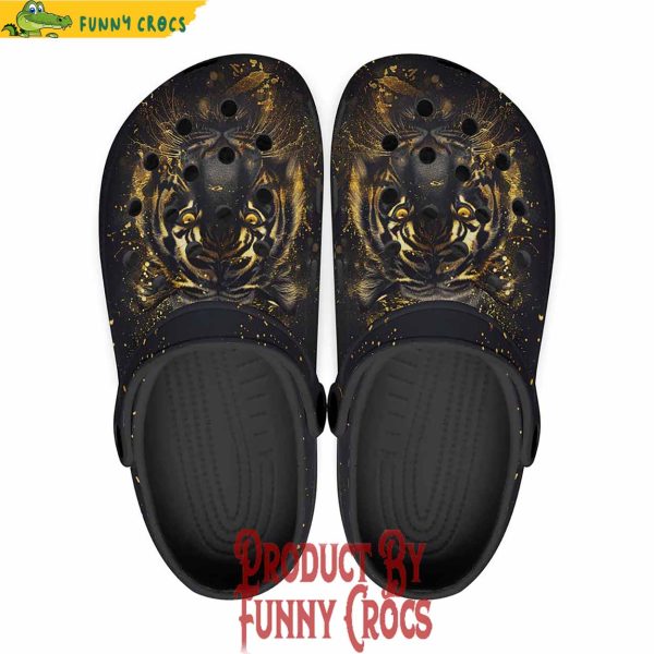 Gold Tiger Brushwork Crocs Style