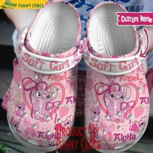 Personalized Lilo And Stitch Angel Pink Crocs For Women 1