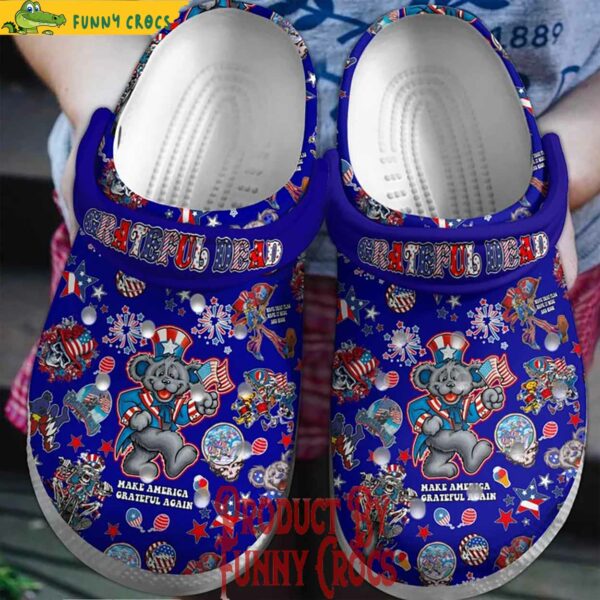 4th Of July Make American Grateful Dead Again Blue Crocs Style