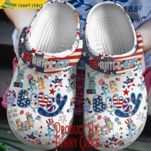 Red And White Bluey 4th Of July Crocs 1