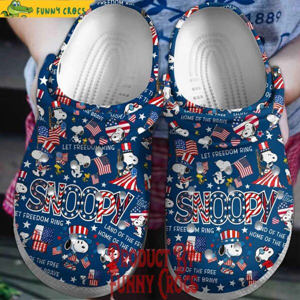 Snoopy Let Freedom Ring 4th of July Blue Crocs Style