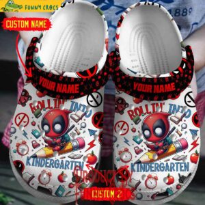 Custom Back To School Deadpool Crocs For Kids