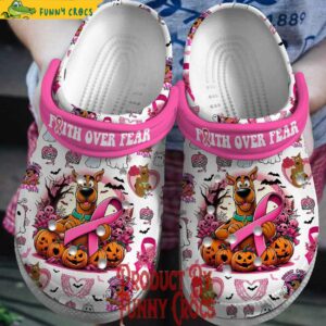 Faith Over Fear Breast Cancer Scooby Doo Halloween Crocs