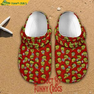 Custom Name Grinch Pattern Red Crocs Style 1