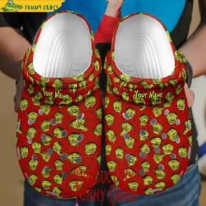 Custom Name Grinch Pattern Red Crocs Style 2