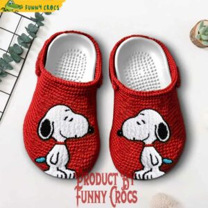 Snoopy Knit Effect Christmas Red Crocs Clogs 1