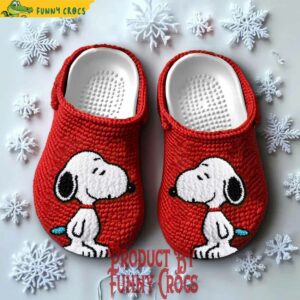 Snoopy Knit Effect Christmas Red Crocs Clogs 2