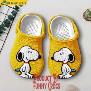 Snoopy Knit Effect Christmas Yellow Crocs Shoes 1