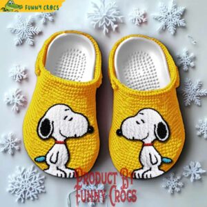 Snoopy Knit Effect Christmas Yellow Crocs Shoes 2